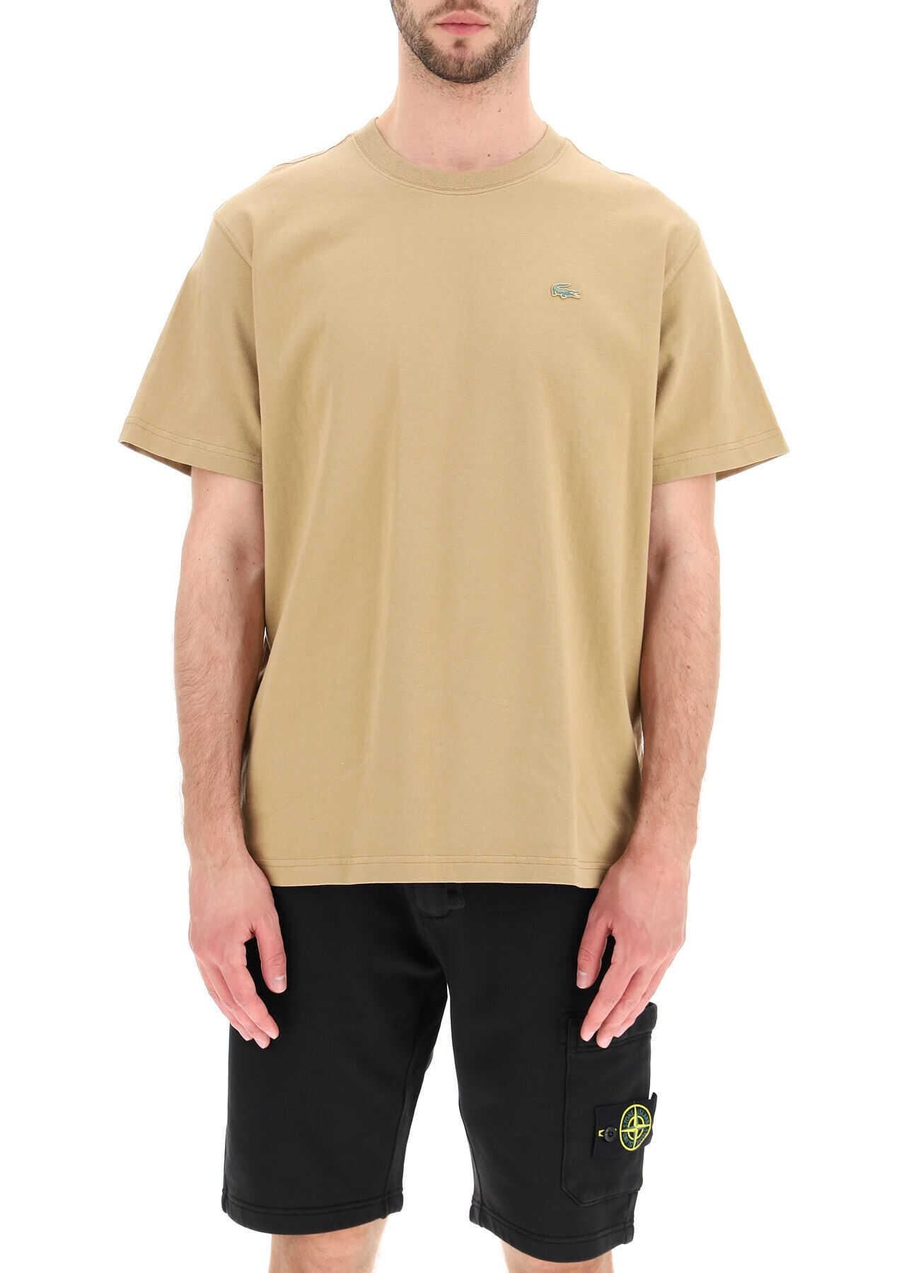 Lacoste L!Ve T-Shirt With Logo Patch TH9166 AB BEIGE