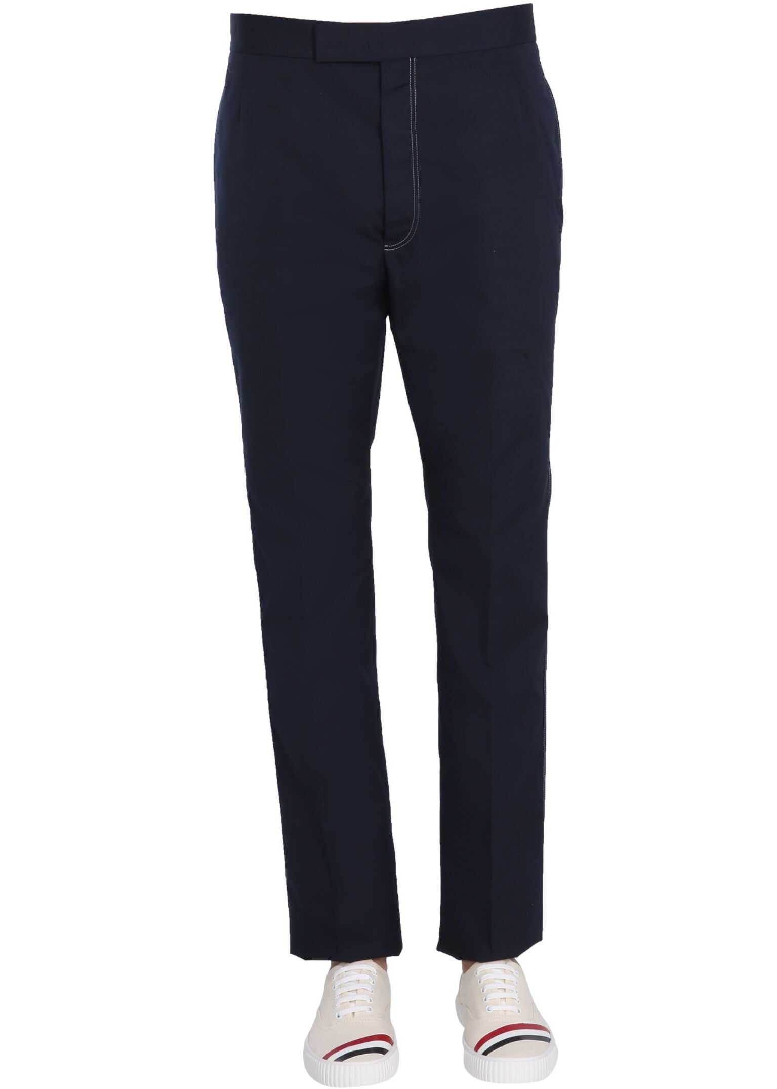 Thom Browne Trousers With Contrast Stitching MTC001G_04502415 BLUE image