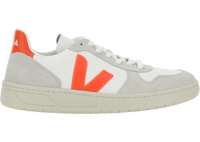 VEJA V-10 Sneakers VX012501B WHITE/NATURAL/ORANGE FLUO