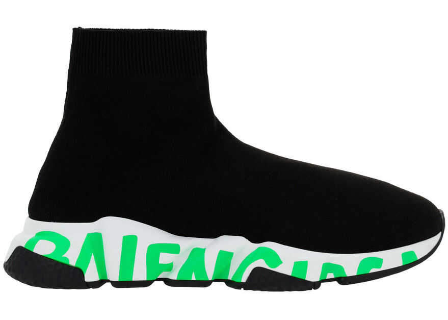 Balenciaga Speed Sneakers 605972W05GY BLACK/WHITE/FLGREEN