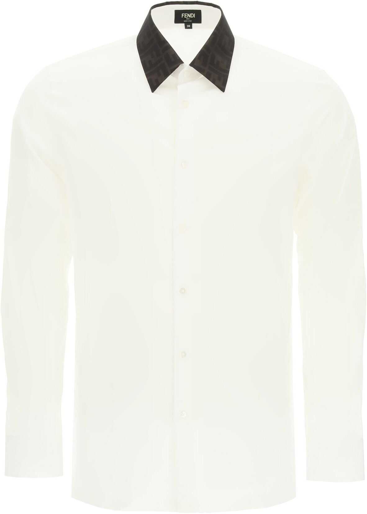 Fendi Shirt With Printed Collar FS0751 AF03 BIANCO