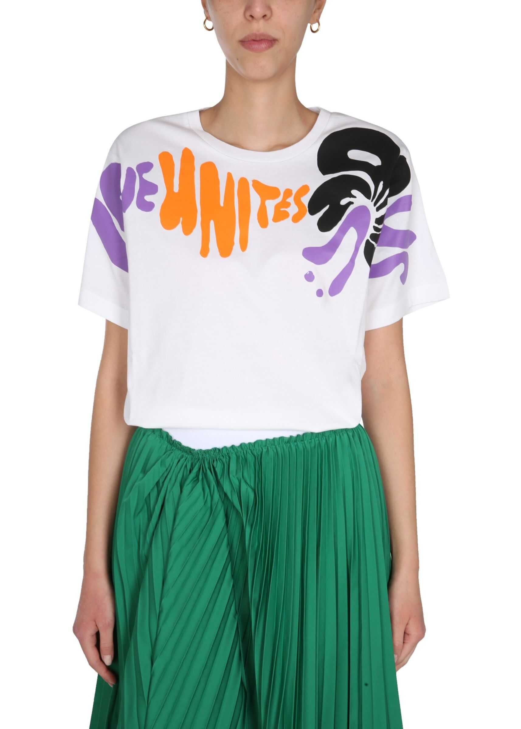 Marni Floral Stripe Print T-Shirt THJEL32EPU_USCR55LUW01 WHITE