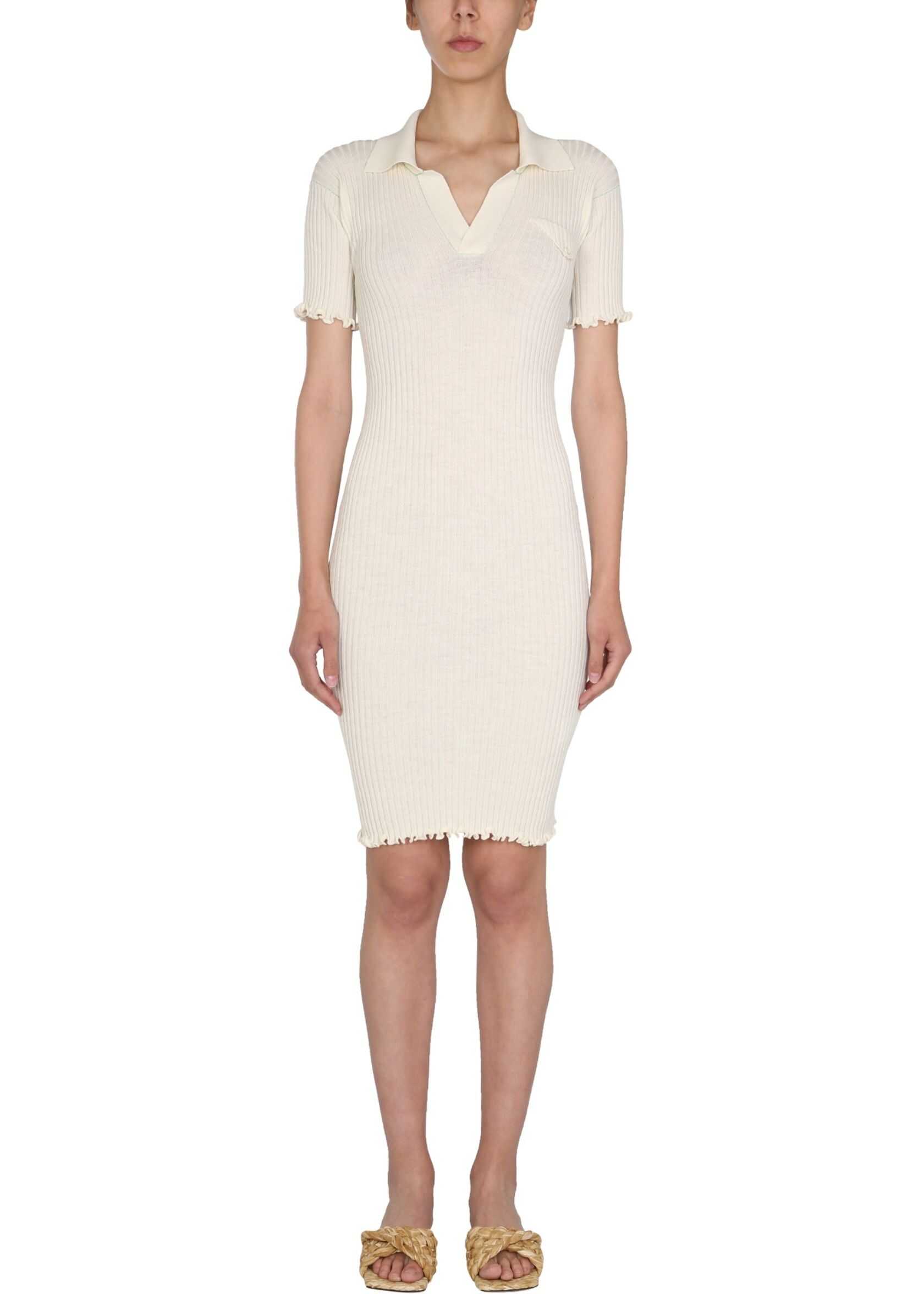 Bottega Veneta Knitted Midi Dress 656278_V0QZ02945 WHITE