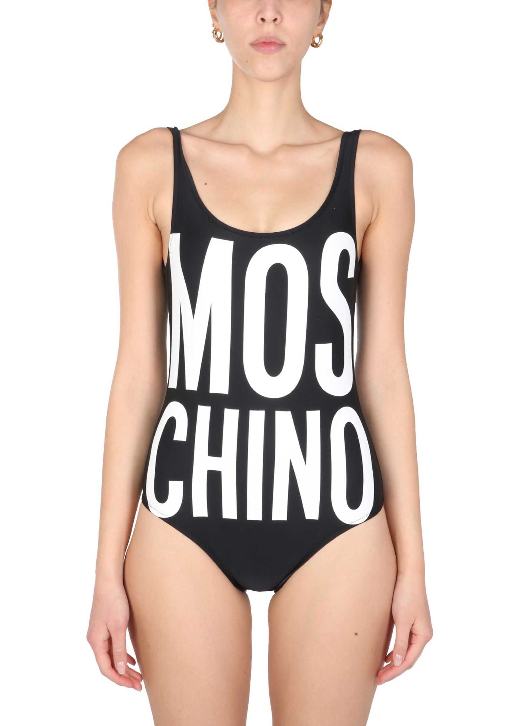 Moschino One Piece Swimsuit With Maxi Logo 81035211_0555 BLACK