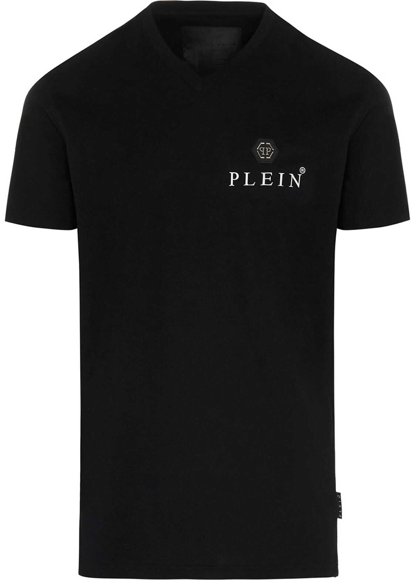 Philipp Plein Iconic White Logo T-Shirt In Black PAACMTK5118PJY002N02 Black