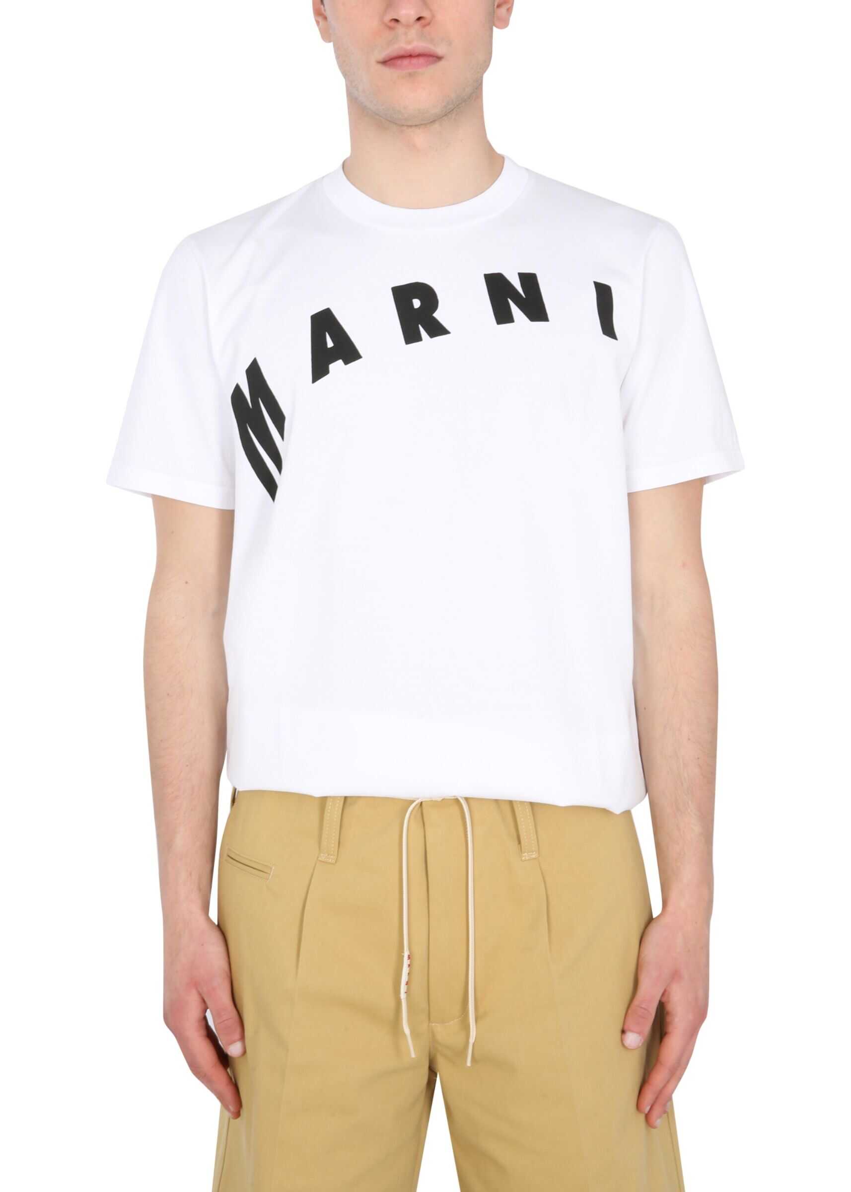 Marni T-Shirt With Distorted Logo HUMU0200AP_S2372700W01 WHITE