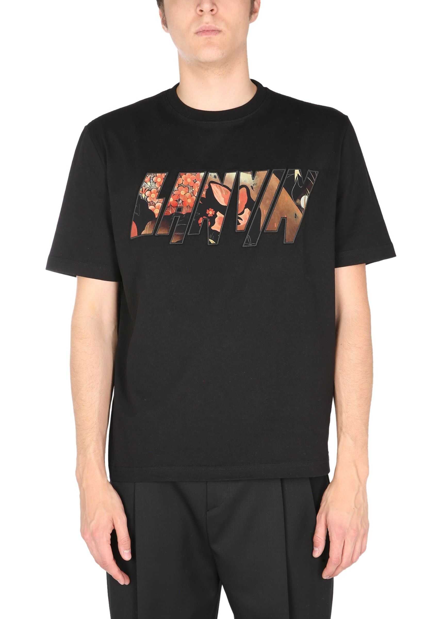 Lanvin T-Shirt With Logo Embroidery RM-TS0002_J017-E2110 BLACK