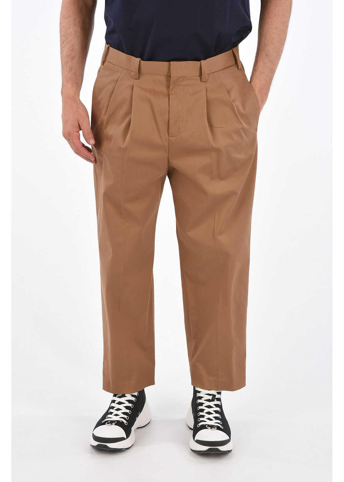 Neil Barrett Double Pleats Wide Leg Fit Pants Brown