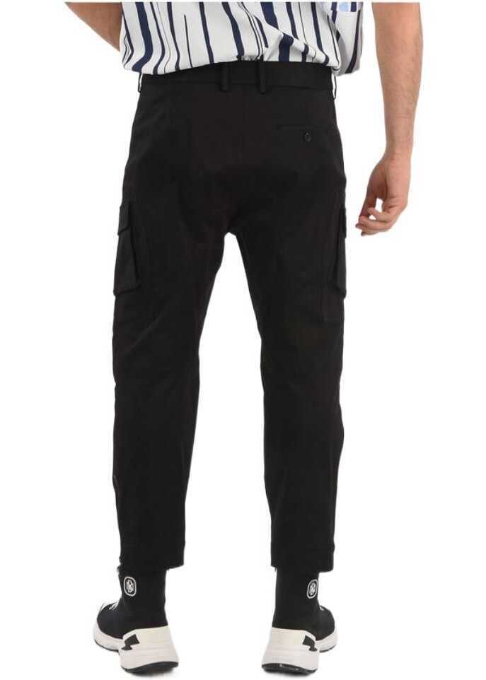 Pantaloni casual Neil Barrett Motocross Ergodynamic Leg Fit Cargo Pants Black Barbati (BM 8405649) 2