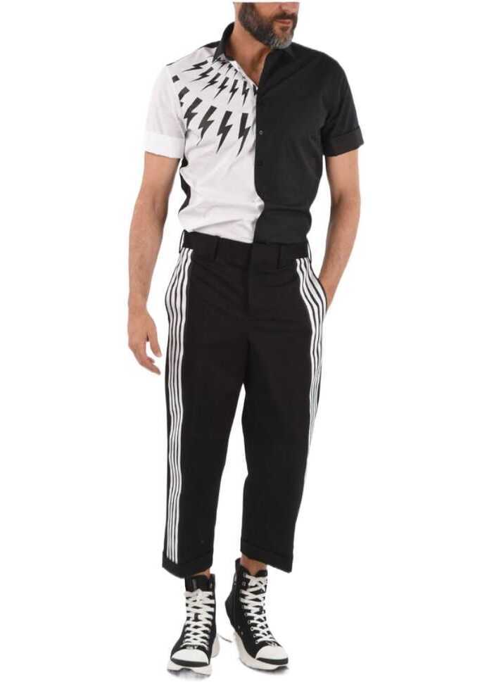 Pantaloni casual Neil Barrett Low Rise Piping Pants Black Barbati (BM 8405829) 4