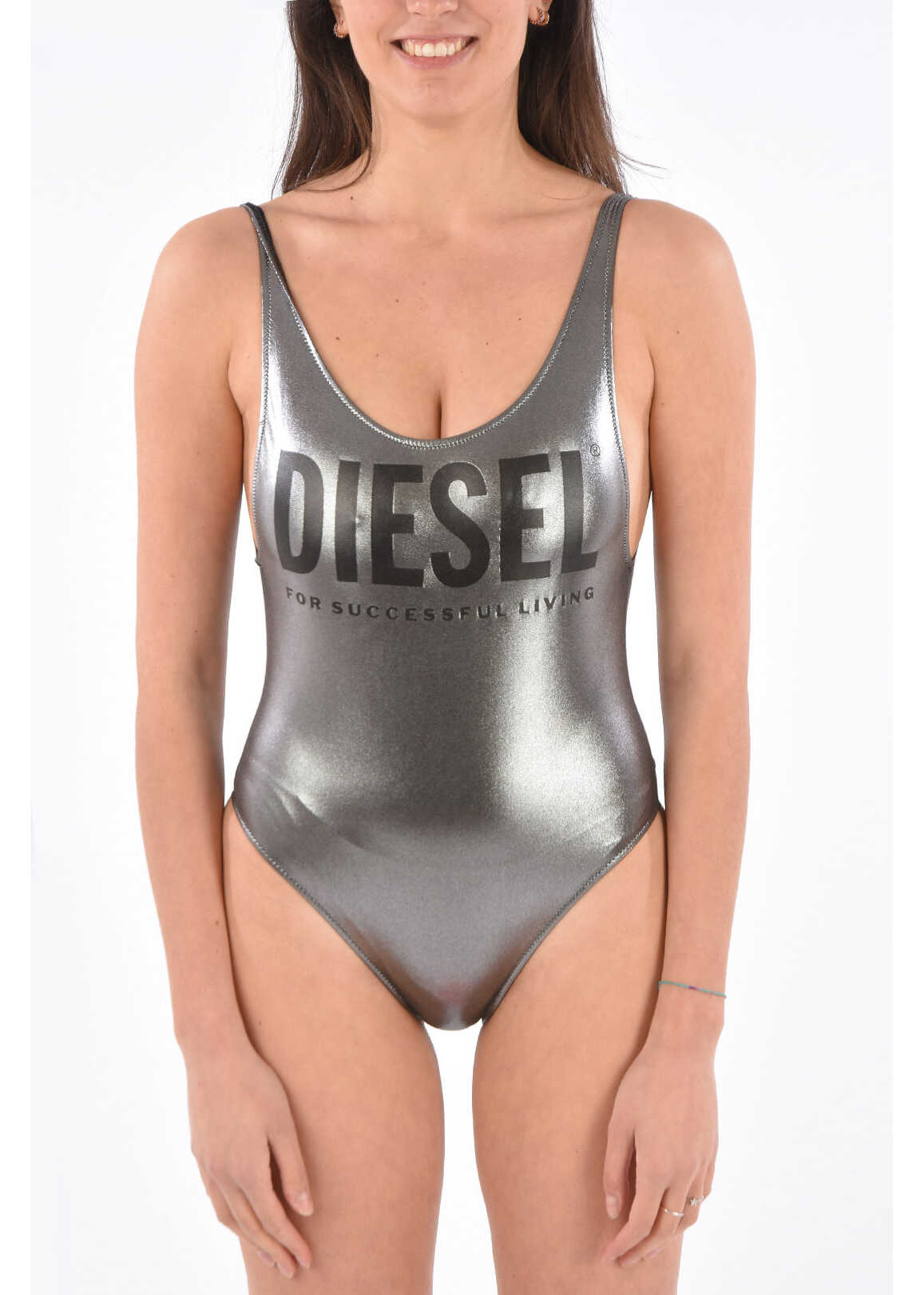 Diesel Printed Logo Bfsw-Lia Swimsuit Silver