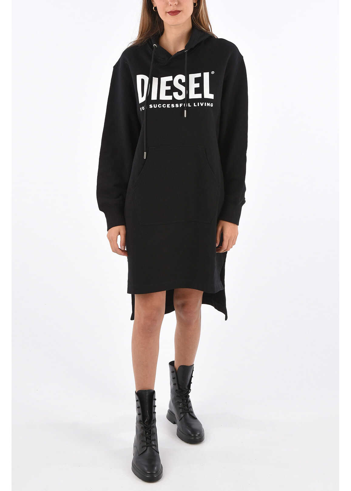 Diesel Hooded D-ILSE-T Sweat Dress BLACK