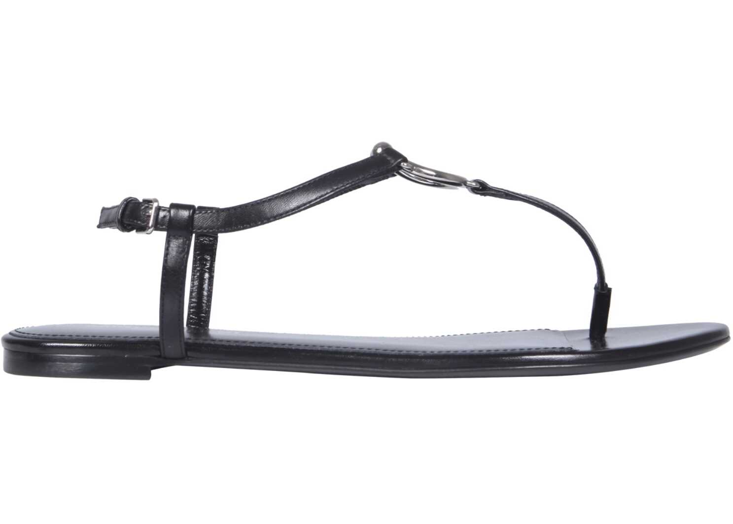 Saint Laurent Belfagor Leather Sandals 657908_2V7001000 BLACK