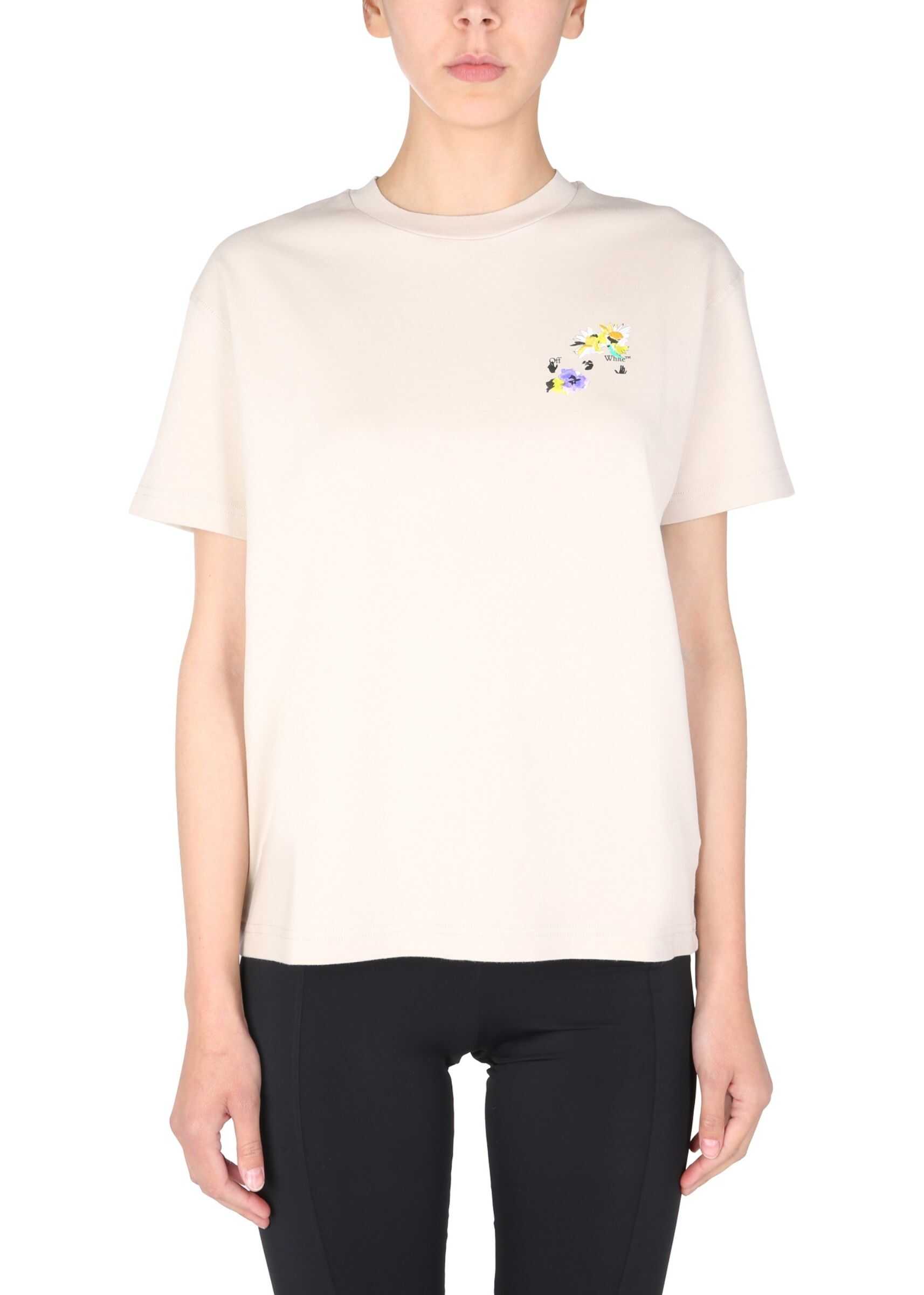 Off-White Crew Neck T-Shirt With 