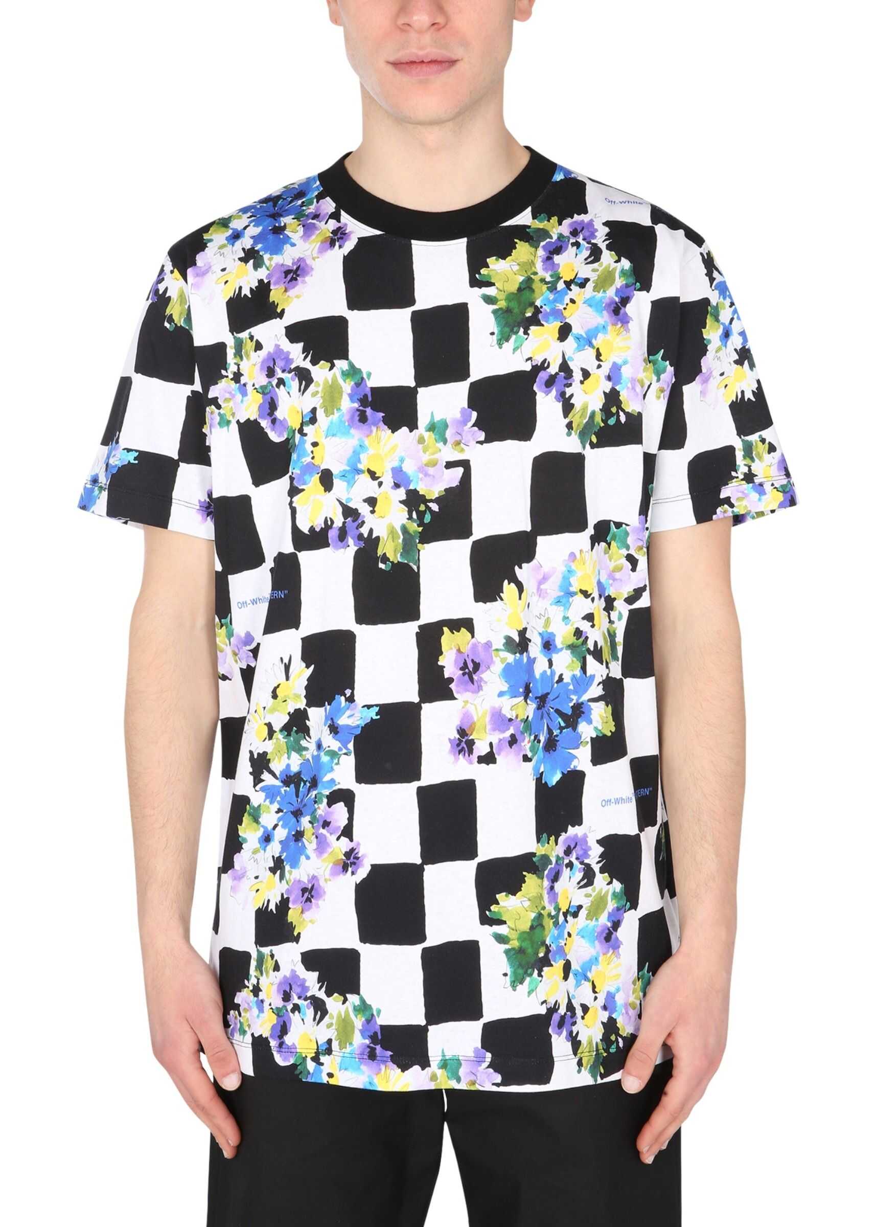 Off-White "Check Flowers" Scoop Neck T-Shirt OMAA027_S21JER0268400 MULTICOLOUR