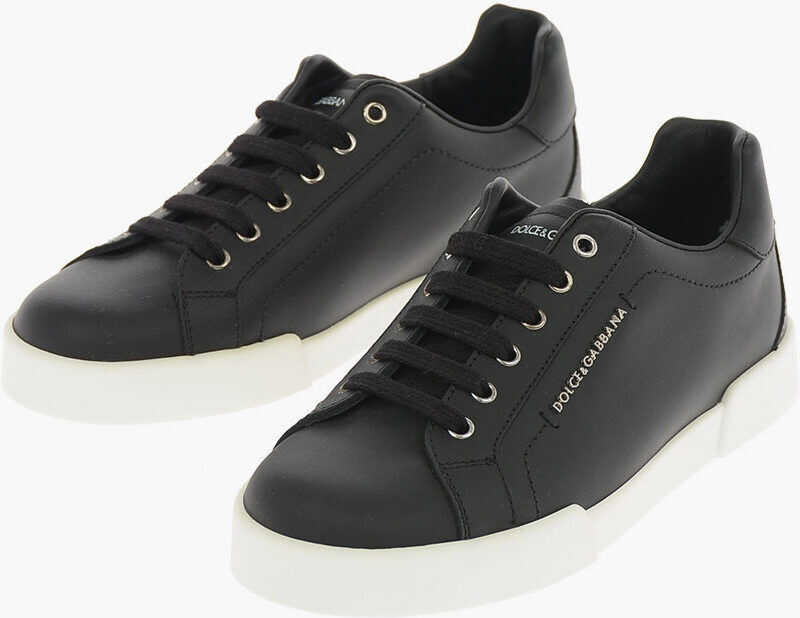 Dolce & Gabbana Kids Leather Sneakers Black