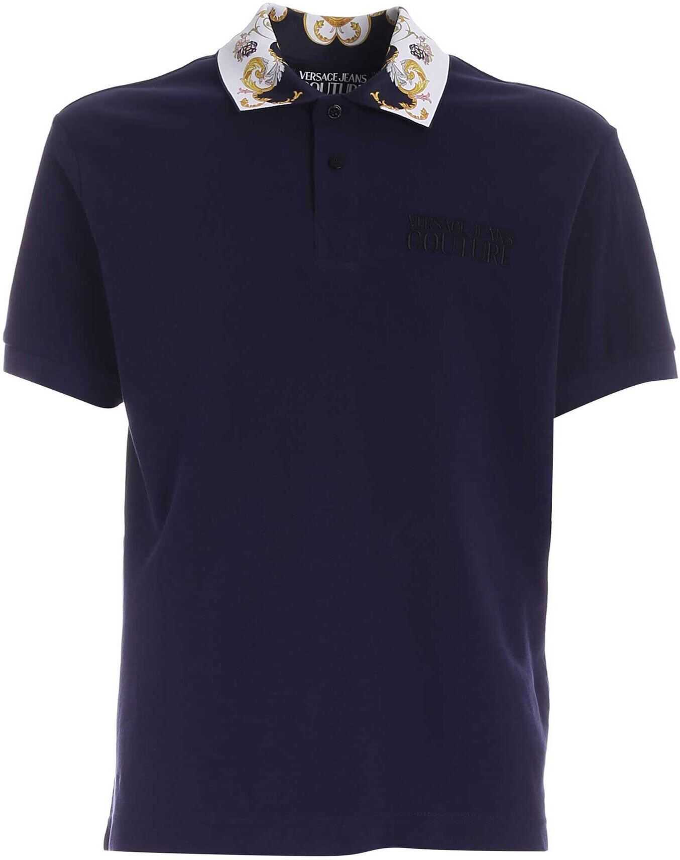 Versace Jeans Couture Logo Print Details Polo Shirt In Blue* Blue