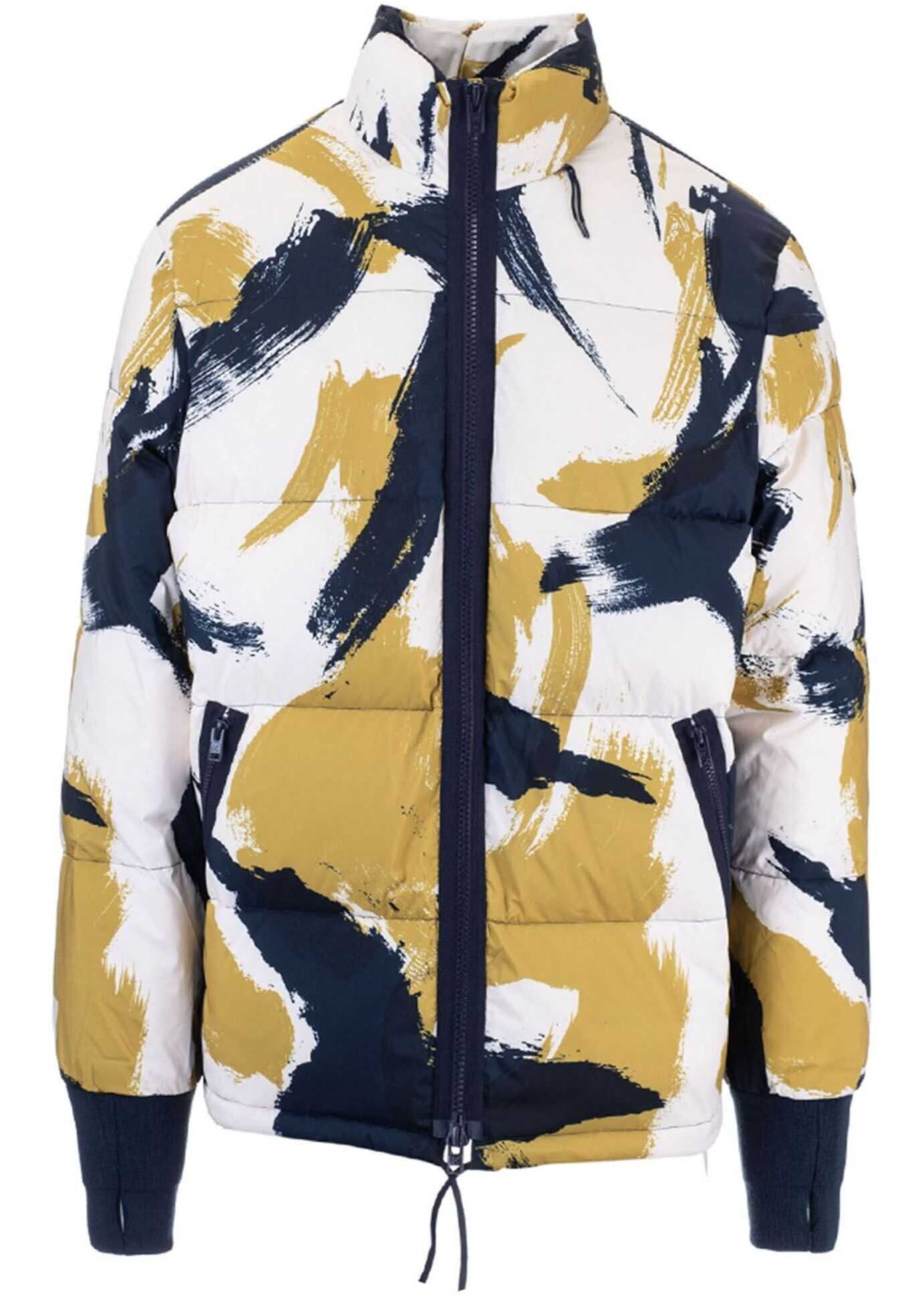 Kenzo Color Block Down Jacket In White Blue And Yellow* White