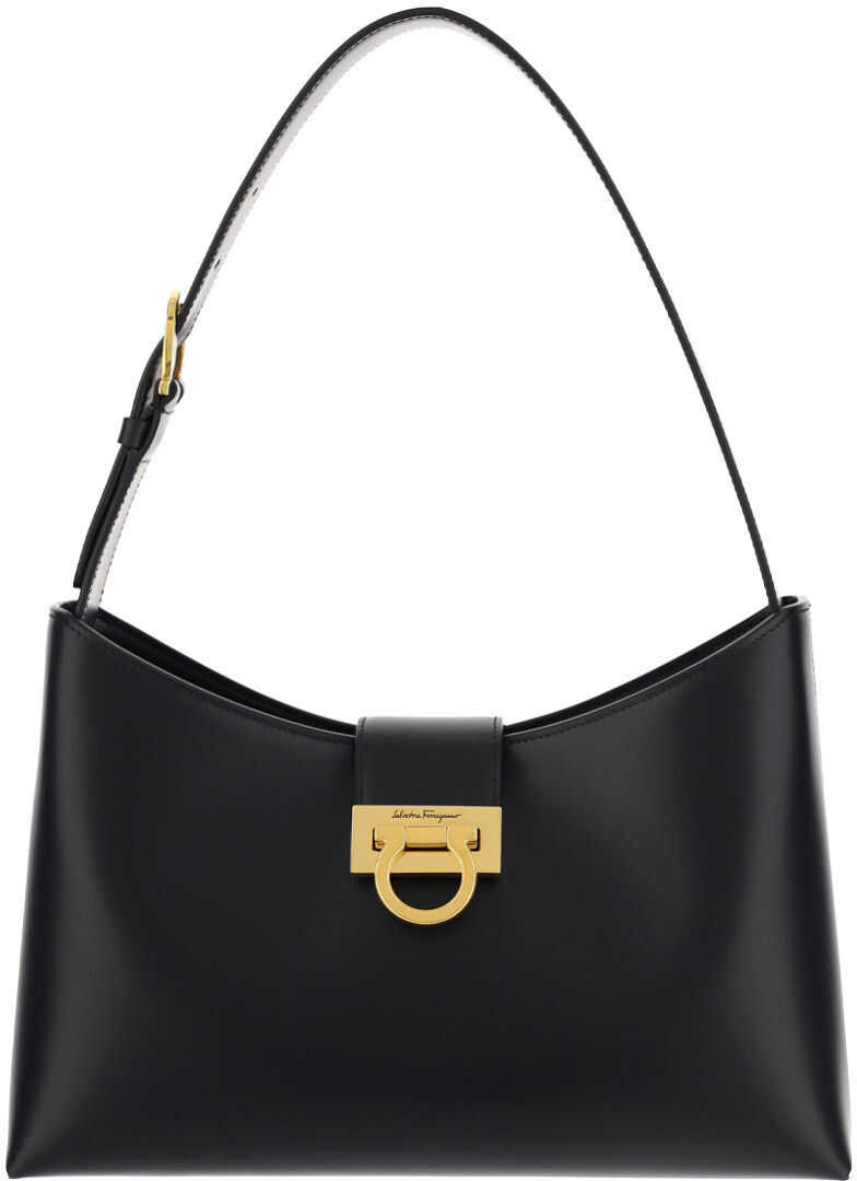 Salvatore Ferragamo Small Trifolio Shoulder Bag 745035 BLACK