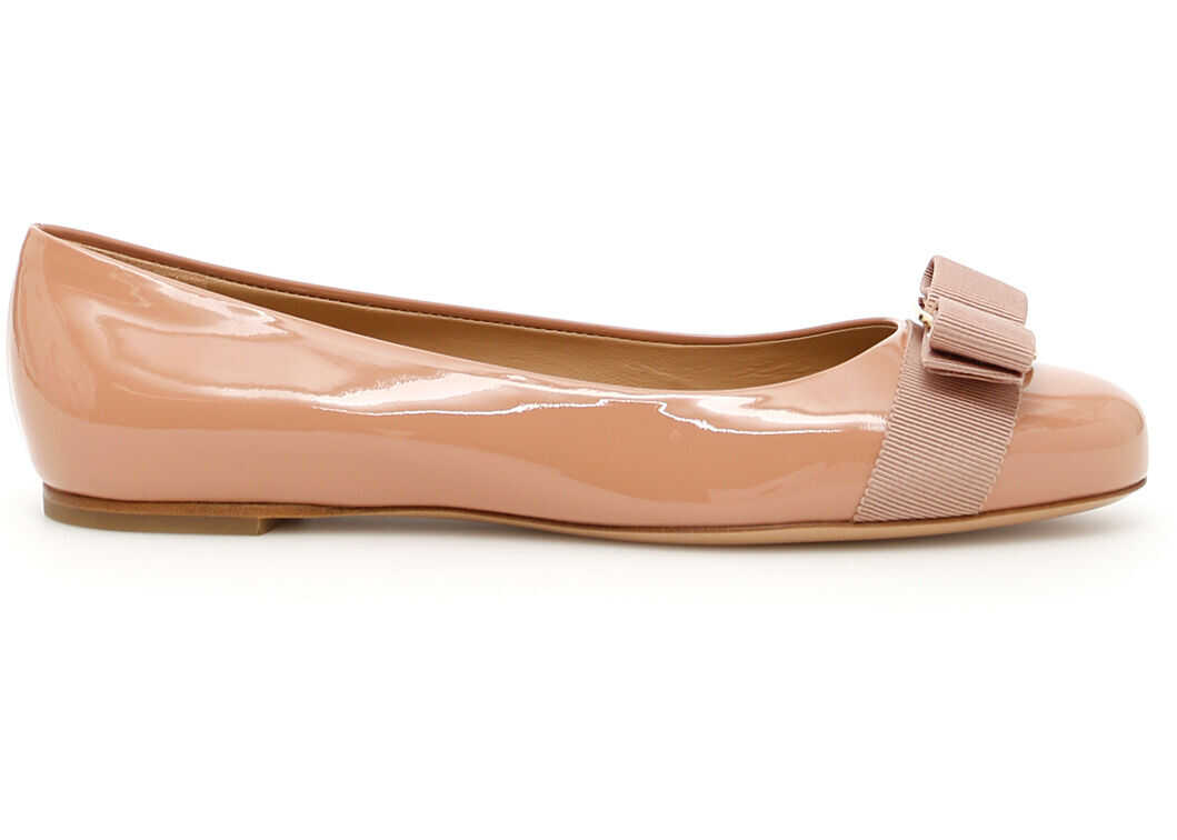 Salvatore Ferragamo Patent Varina Ballerinas 01A1810676235 NEW BLUSH