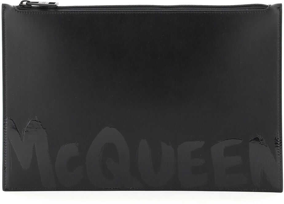 Alexander McQueen Graffiti Flat Pouch 560472 1AACS BLACK