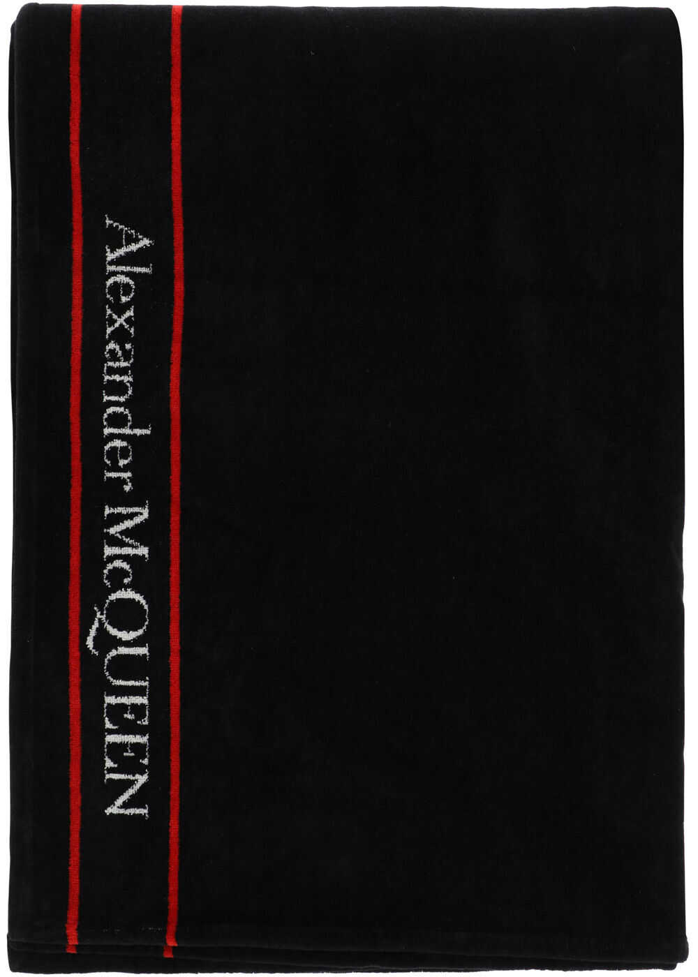 Alexander McQueen Terry Beach Towel Selvedge 597035 4106Q BLACK IVORY