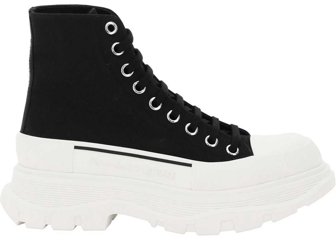 Alexander McQueen Tread Sleek Boots 611706 W4MV2 BLACK WHITE