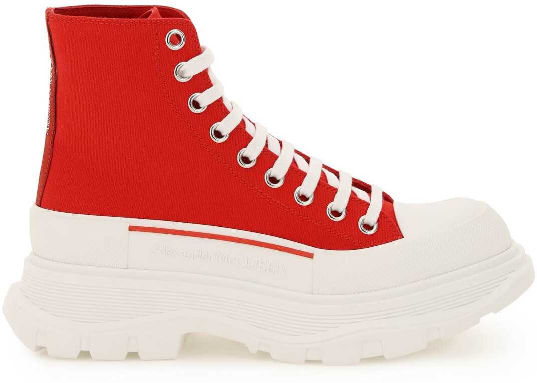 Alexander McQueen Tread Sleek Boots 611706 W4MV2 LUST RED OFF WHITE