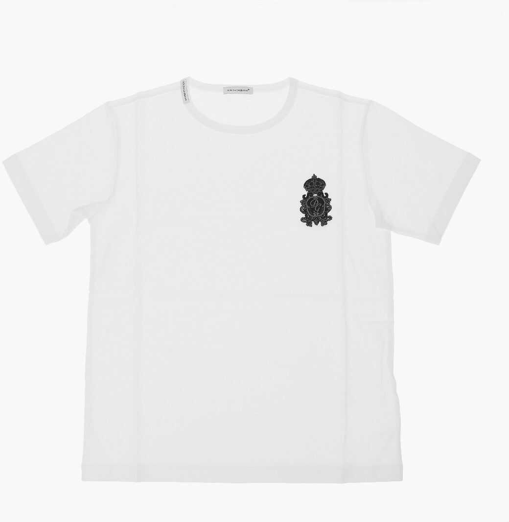 Dolce & Gabbana Kids Logo Embroidered T-Shirt White