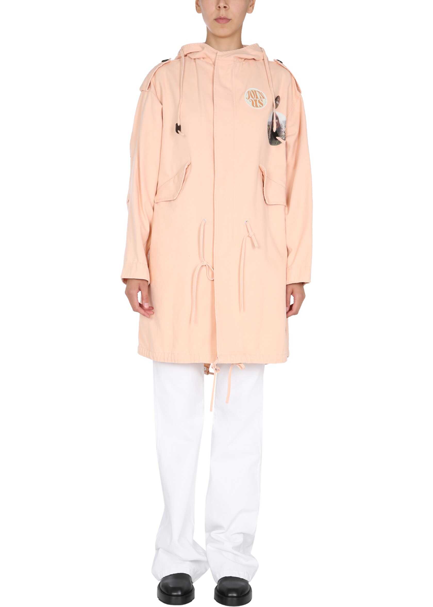 Raf Simons Parka With Logo Patch PINK