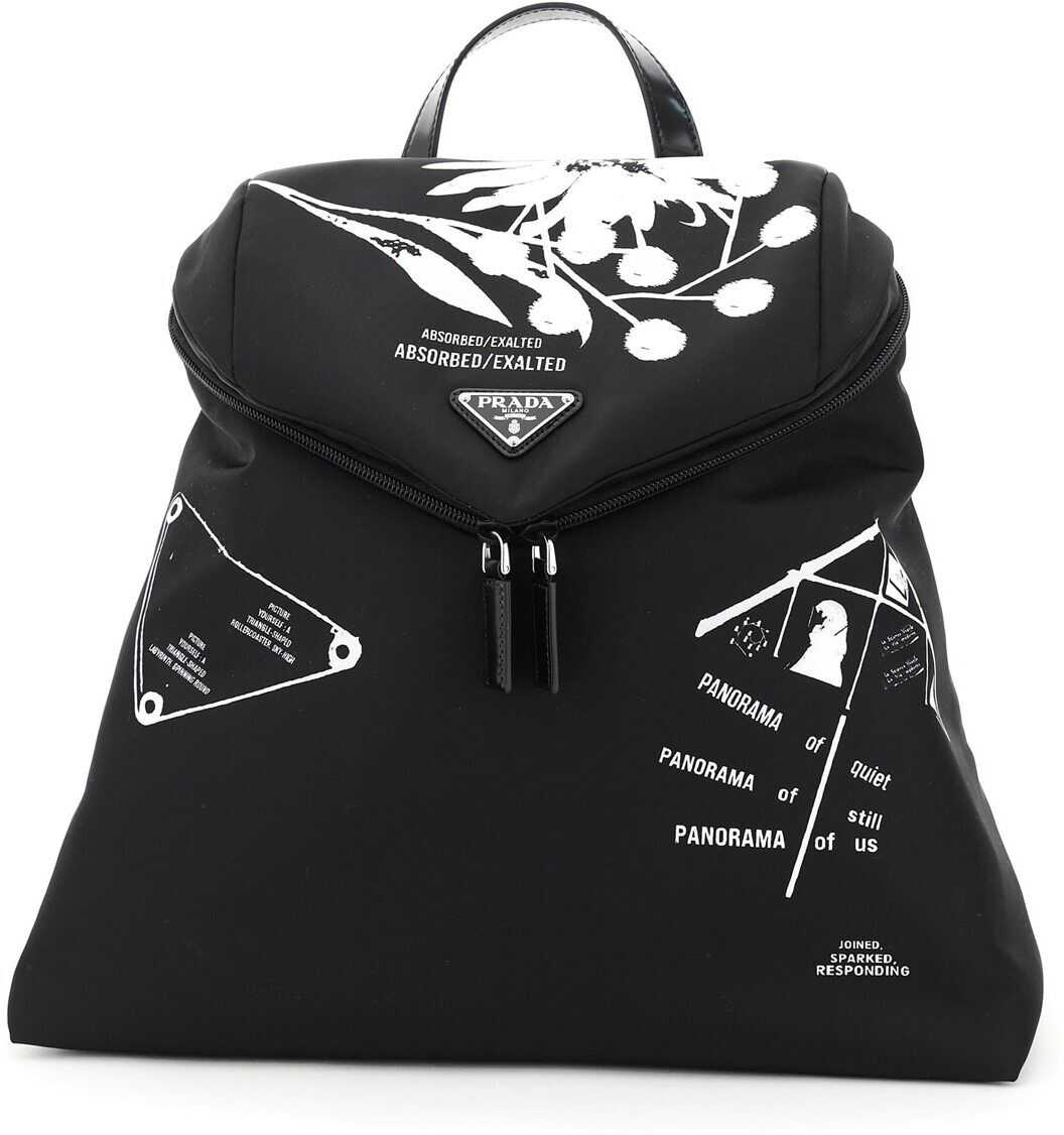 Prada Signaux Re-Nylon Backpack With Peter De Potter Print 1BZ072 V OO1 2DR8 NERO