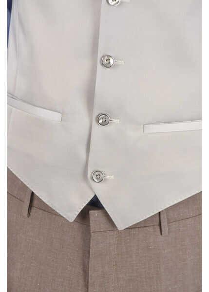 Veste costum CORNELIANI Cc Collection Wool Blend Reset Waistcoat White Barbati (BM 8435049) 3