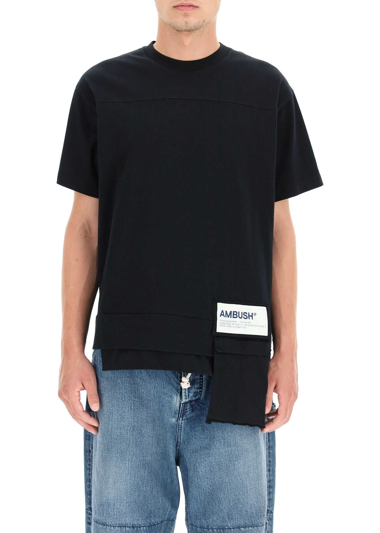 AMBUSH T-Shirt With Pocket And Logo BMAA004S21JER001 BLACK WHITE