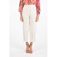 Pantaloni office Double Pleated Lace Side Band Pants Femei