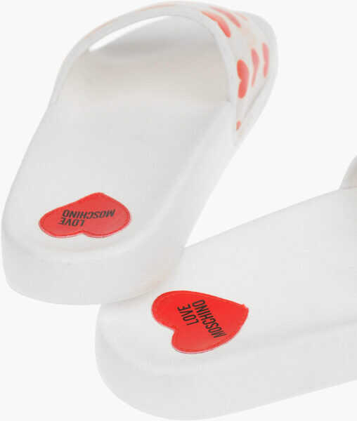 Papuci Moschino Love Heart Printed Slipper White Femei (BM 8445972) 3
