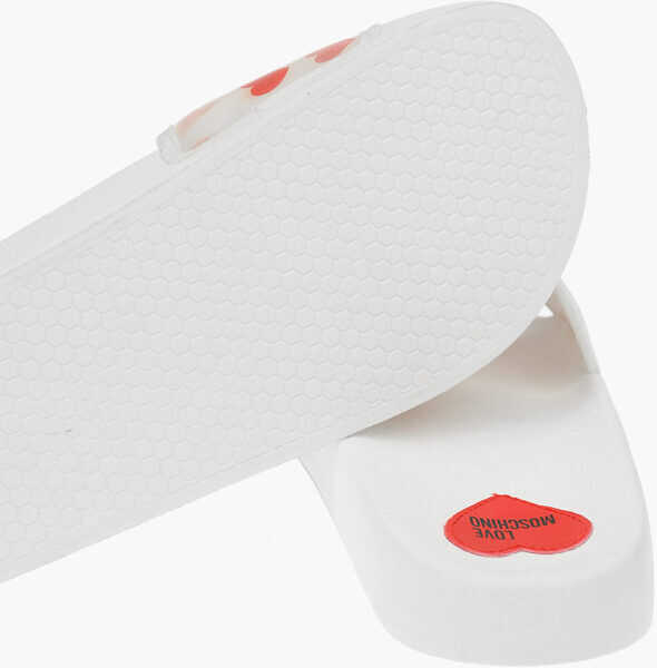 Papuci Moschino Love Heart Printed Slipper White Femei (BM 8445972) 4