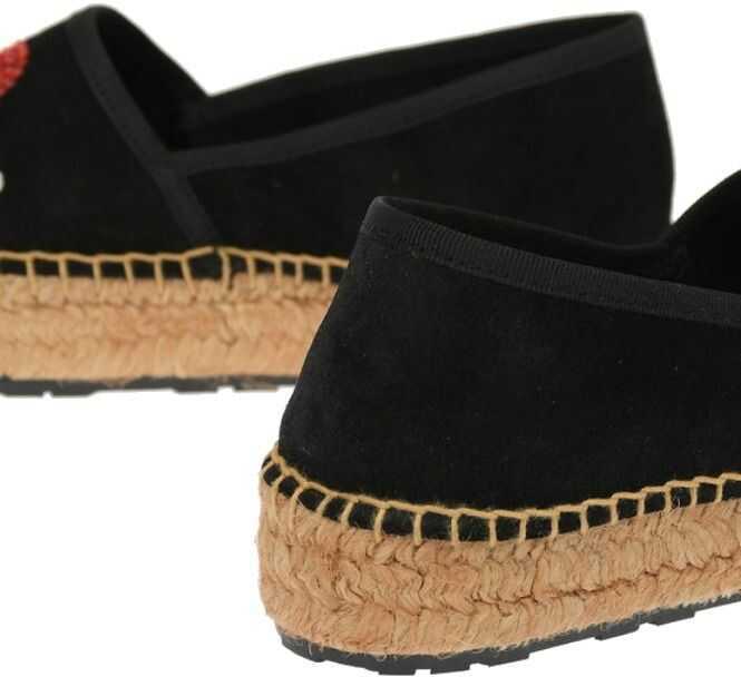 Espadrile Moschino Love Suede Split Leather Platform Espadrilles With Strass Lo Black Femei (BM 8445999) 3