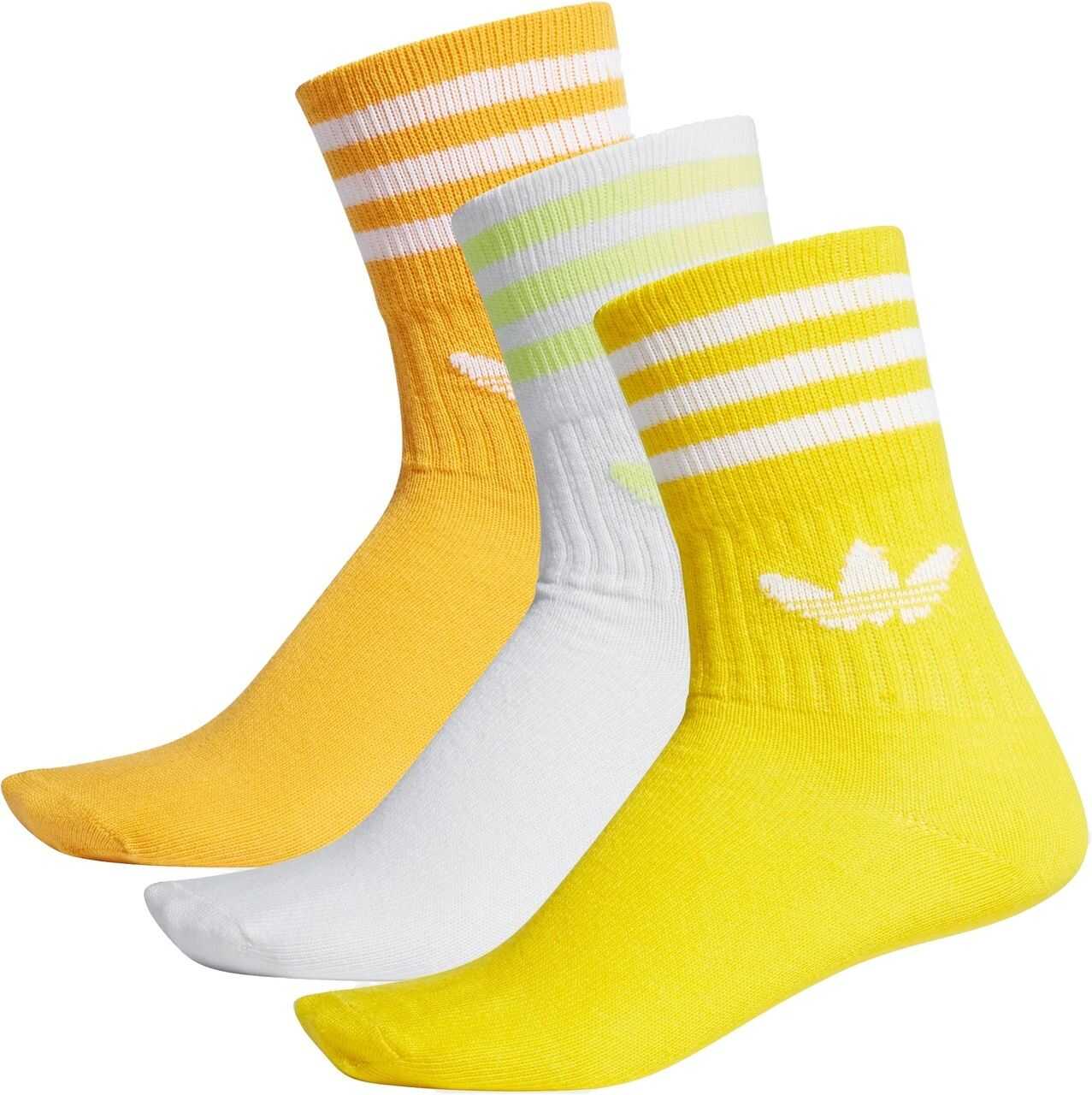 adidas Mid-Cut Crew Socks 3-Pack ED9397 White/Yellow/Green