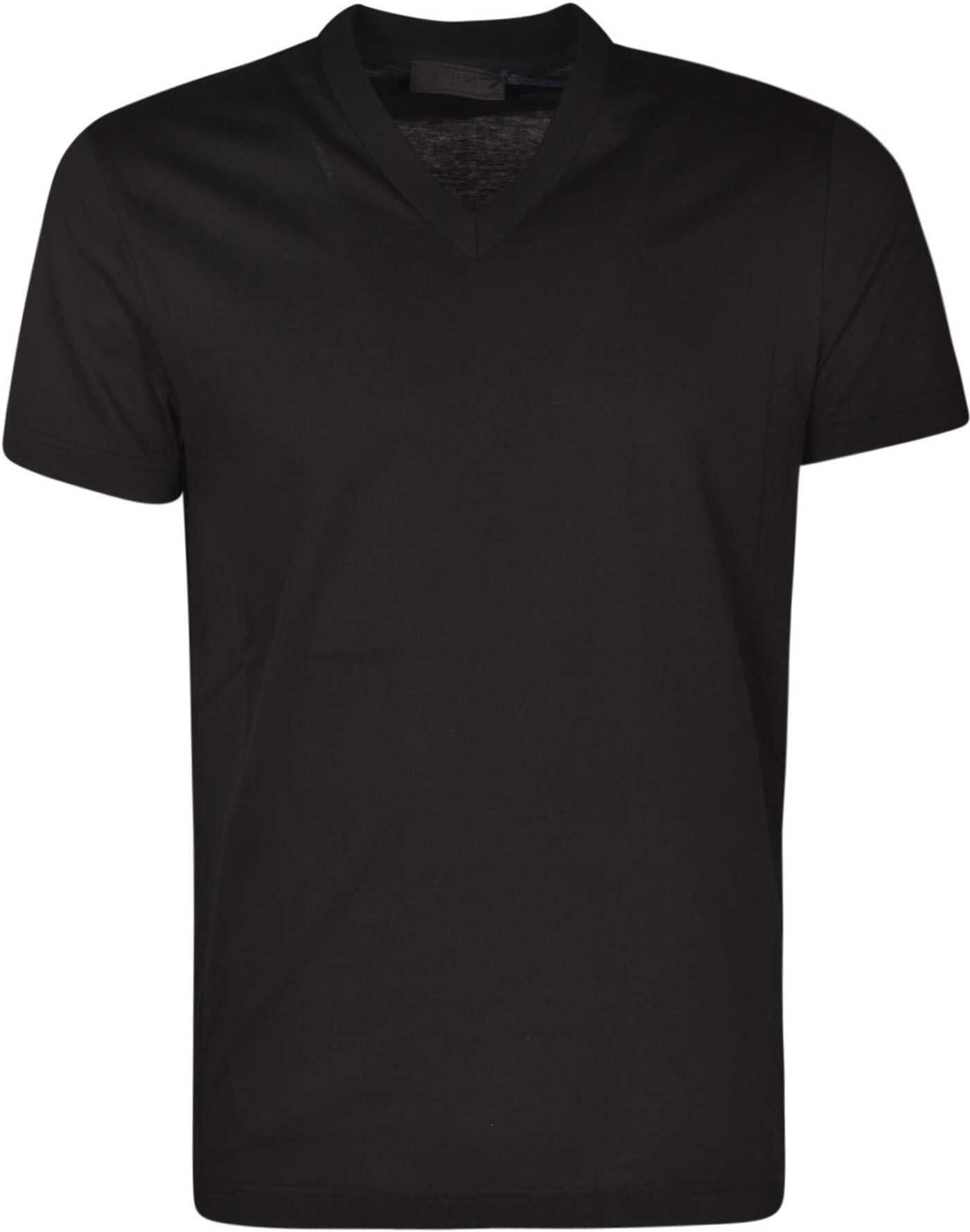Prada Three V Neck T-Shirt Set In Black* Black