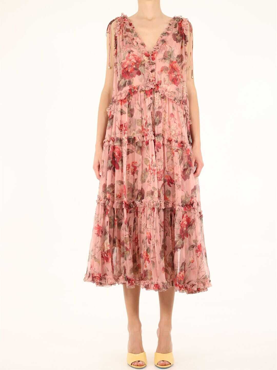 ZIMMERMANN Cassia Midi Frill Dress 1863DCAS Multicolor