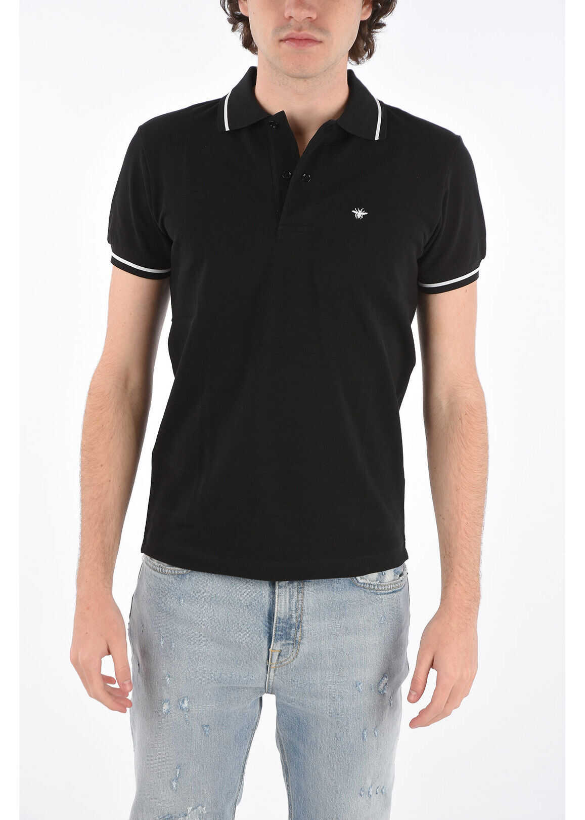 Dior piquè cotton 2 button polo shirt BLACK