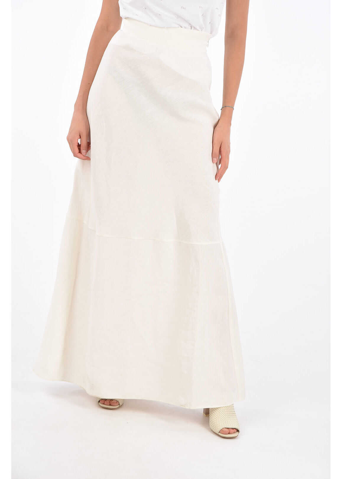 Miu Miu Peplo Hem Midi Skirt White