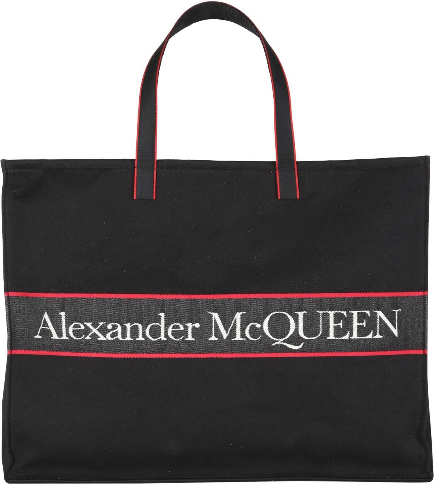 Alexander McQueen Est West Selvedge Tote Bag 662865_1AAAE1077 BLACK