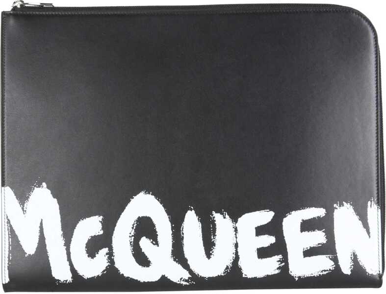 Genti de mana Alexander McQueen Pouch With Logo BLACK Barbati (BM 8465457) 1