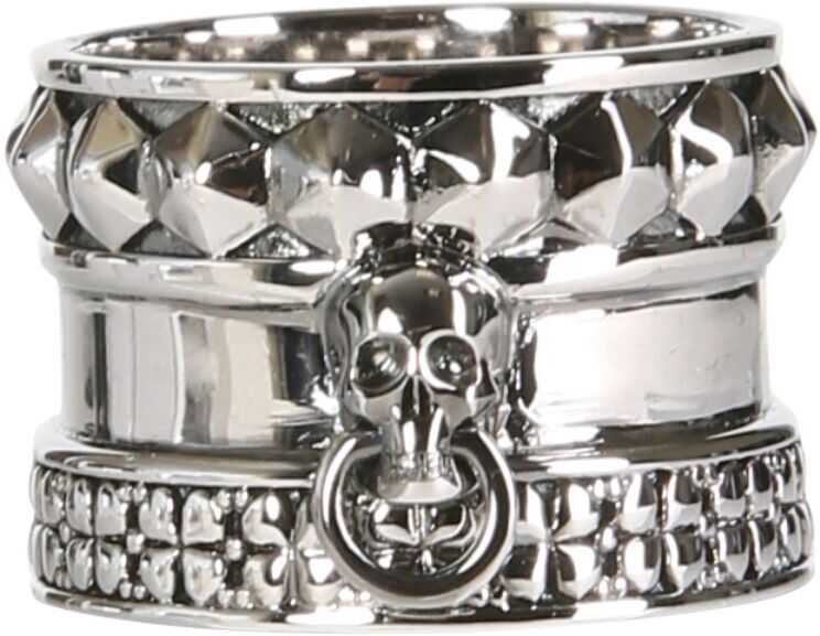 Alexander McQueen Skull And Spike Ring SILVER image12