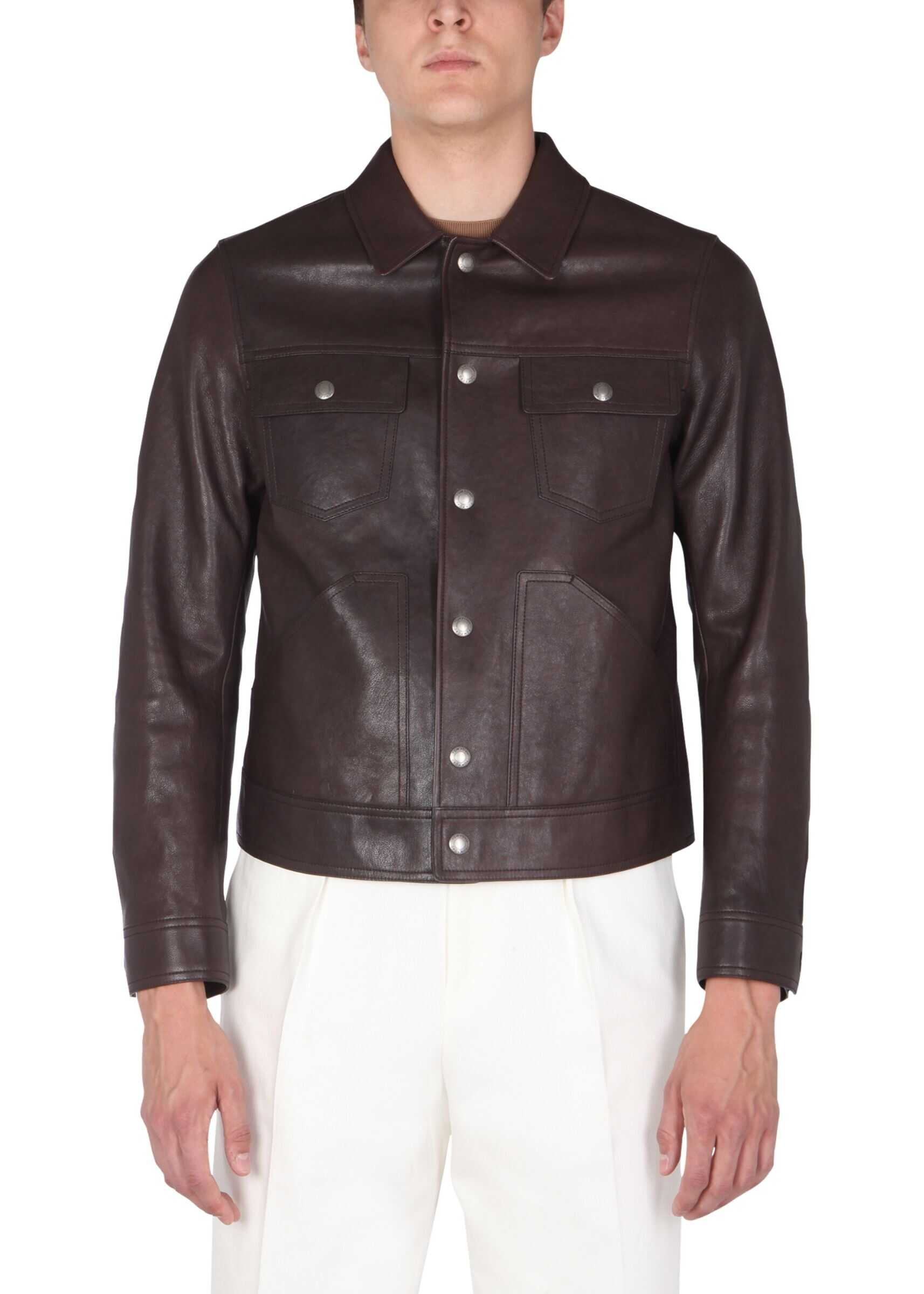 Tom Ford Leather Biker Jacket BY410TFL854_M09 BROWN