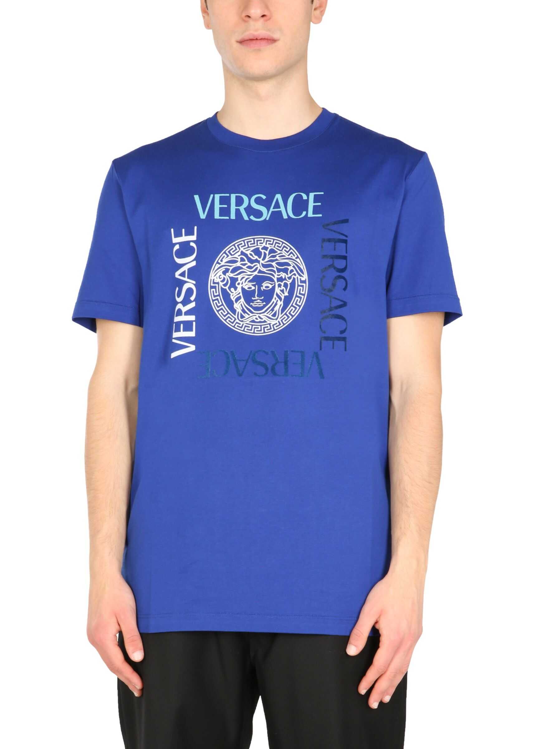 Versace Medusa Print T-Shirt 1001290_1A009261U600 BLUE