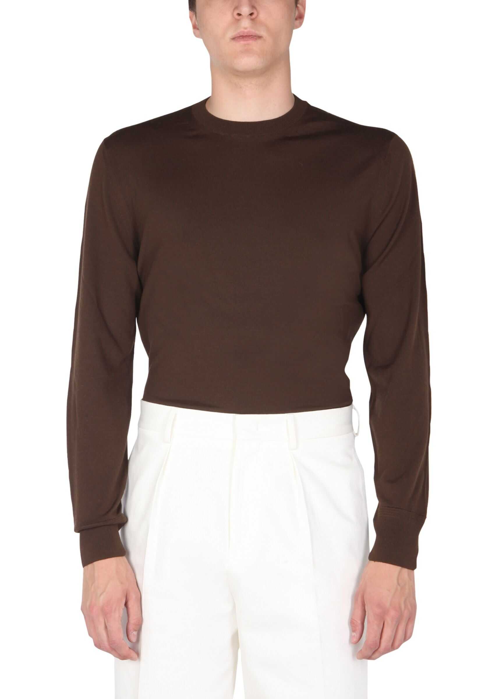 Tom Ford Crew Neck Sweater BYM94TFK110_M07 BROWN