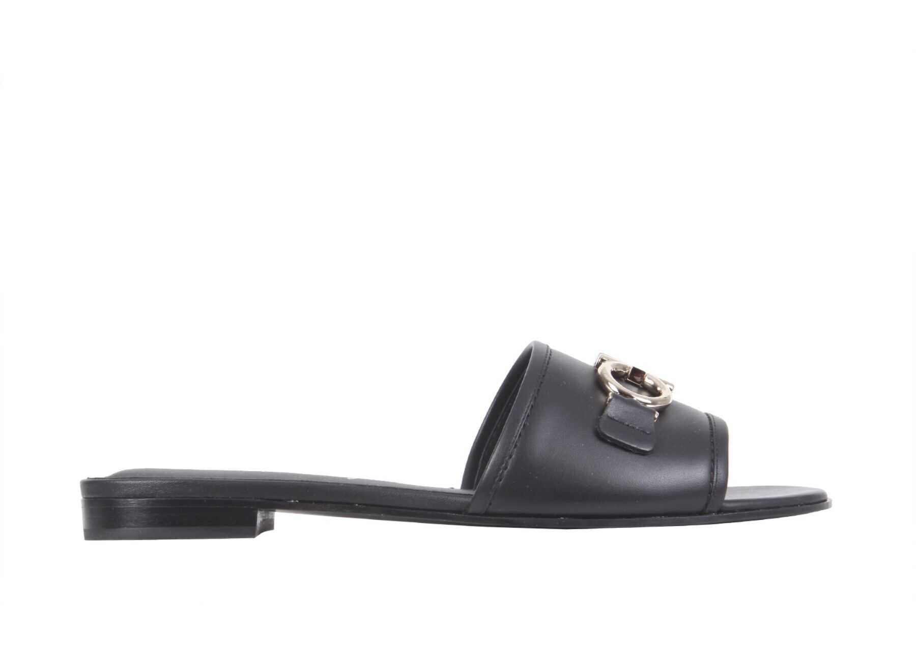 Salvatore Ferragamo Gancini Slide Sandals 730192_01R221NERO BLACK