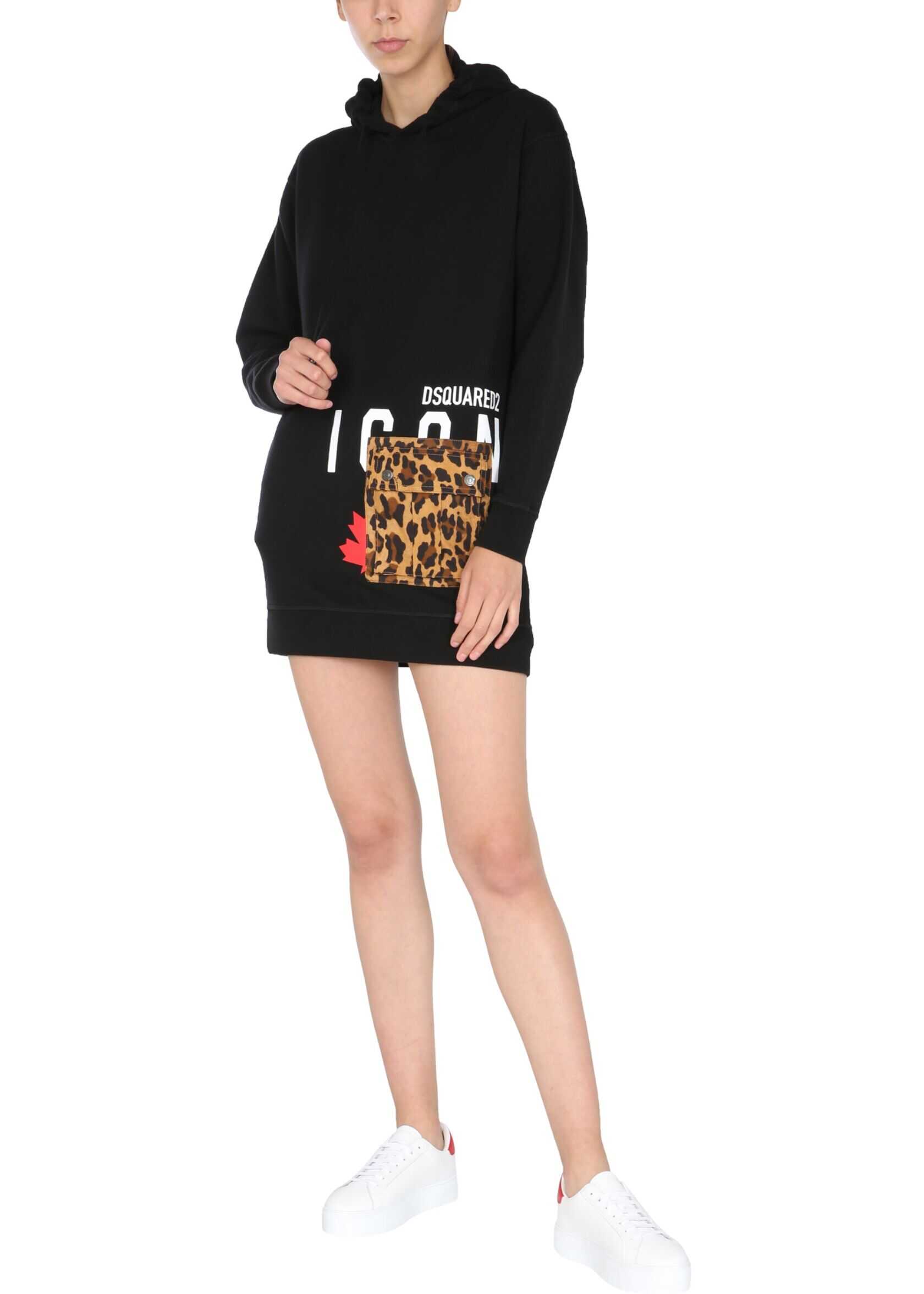 DSQUARED2 Mini Dress Hooded Sweatshirt S80CT0010_S25042900 BLACK